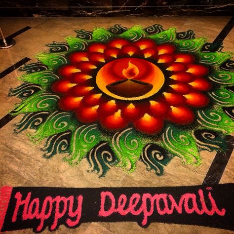 Kalichavdash Rangoli, Divali Ideas Decorations Rangoli, Rangoli For Narak Chaturdashi, Narak Chaturdashi Rangoli, Creative Rangoli Designs For Diwali, Big Rangoli Designs Creativity, Rangoli Designs New Year, Rangoli Idea, Sanskar Bharti Rangoli Designs