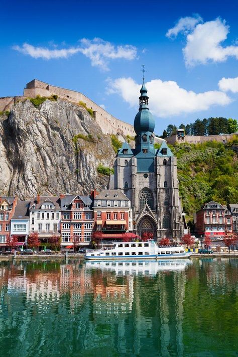 The dome of the Collegiate Church of Notre-Dame is one of the most recognisable attractions in Dinant, Belgium Dinant Belgium, Visit Belgium, Belgium Travel, Voyage Europe, Europe Tours, Beautiful Buildings, Beautiful Places To Visit, Beautiful Destinations, Ebern Designs