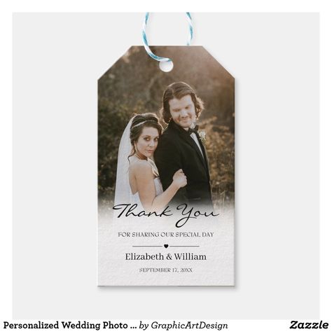 Personalized Wedding Photo Thank You Gift Tags Gift Tags Wedding, Wedding Favors Packaging, Wedding Souvenir, Wedding Gift Tags, Custom Ribbon, Wedding Tags, Logo Gifts, Wedding Souvenirs, Personalized Gift Tags