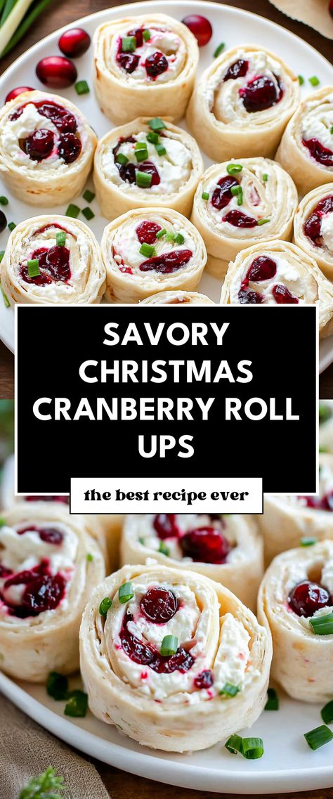 Image for Savory Christmas Cranberry Roll Ups Cranberry Hors D’oeuvres, Cranberry Crescent Roll Appetizer, Cranberry Tortilla Roll Ups, Christmas Roll Ups, Christmas Brunch Side Dishes, Christmas Recipes Vegan, Friends Christmas Party Ideas Food, Hors Doeuvres Easy, Cranberry Roll Ups