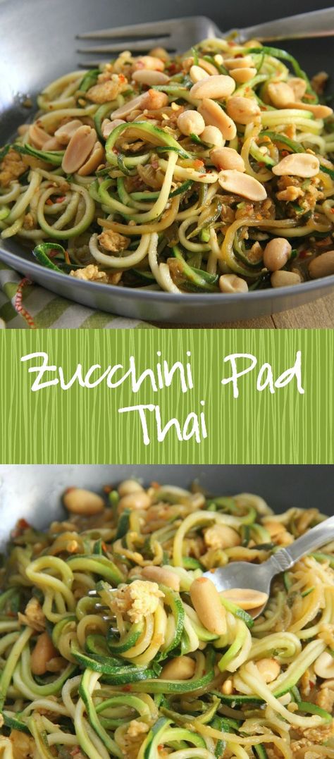 Zucchini Pad Thai Keto Lasagna, Zoodle Recipes, Easy Healthy Meal, Veggie Noodles, Spiralizer Recipes, Zucchini Pasta, Zucchini Noodles, Zucchini Recipes, Veggie Dishes