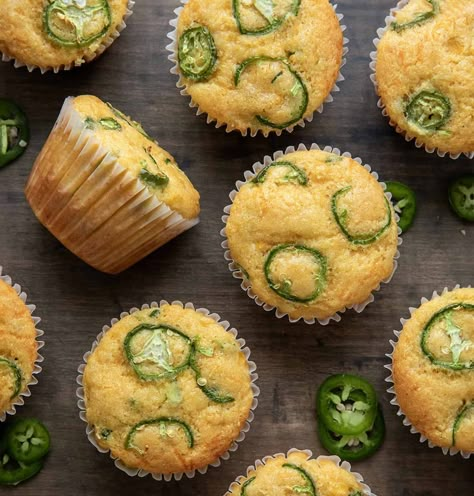 Jalapeno Cheddar Cornbread Muffins Cheddar Cornbread Muffins, Jalapeno Cheddar Cornbread Muffins, Corn Bread Muffins, Cruffin Recipe, Cheddar Muffins, Slow Cooker Kielbasa, Best Cornbread Recipe, Best Cornbread, Jalapeno Cheddar Cornbread