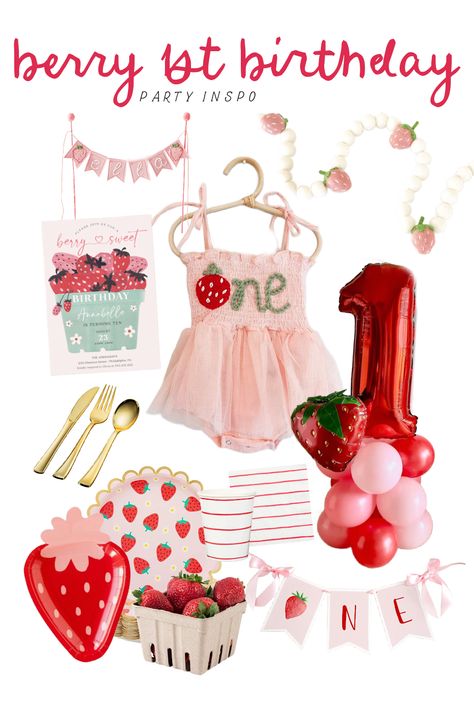 Berry First Birthday - amanda party + home Berry First Birthday Outfit Girl, Berry First Photoshoot, Berry Birthday Party Food, Some Berry Is One, Berry Sweet First Birthday, Berry Themed Party Food Ideas, Diy Berry First Birthday, Berry Birthday Theme, Berry One Birthday Theme