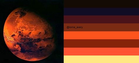 The Red Planet: original image via http://www.impactlab.net/2012/07/16/india-set-to-go-ahead-with-mission-to-mars/ Mars Color Palette, Venus Planet Color, Mars Surface, Mars Planet, Planet Colors, Mission To Mars, Red Planet, Design 101, Wings Of Fire