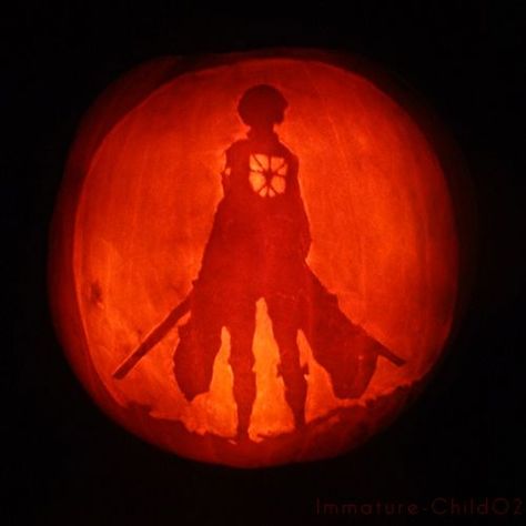 Attack On Titan Pumpkin Carving, Attack On Titan Pumpkin, Anime Pumpkin Painting Ideas, Anime Pumpkin, Halloween Pumpkin Stencils, Halloween Pumpkin Crafts, Pumpkin Outline, Halloween Pumpkin Carving Stencils, Pumkin Carving