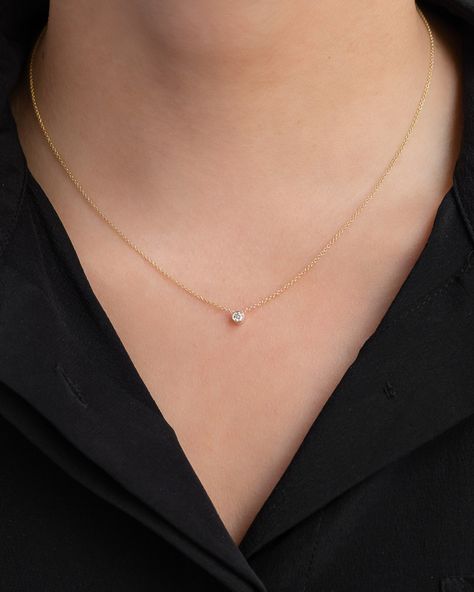 14k Gold Bezel Diamond Necklace 0.10ct. - Etsy India 14k Gold Initial Necklace, Baguette Necklace, Wishbone Necklace, Diamond Baguette, Unique Pendant Necklace, Evil Eye Necklace, Evil Eye Bracelet, Bezel Diamond, Diamond Fashion