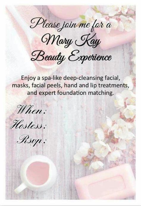 Mary Kay Spa Party, Mary Kay Thursday, Mary Kay Facial Party, Mary Kay Hostess Packet, Christmas Mary Kay, Mary Kay Party Themes, Mary Kay Invitations Templates, Facial Party, Mary Kay Booking