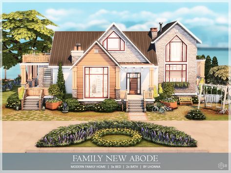 Mod For Sims 4, San Sequoia, Homes With Wrap Around Porches, Sims 4 Family House, Sims4 Builds, Sims 4 House, Modern Family Home, Modern Family House, Building Inspiration