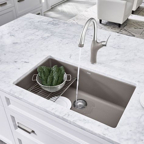 Blanco Precis Silgranit 32" L x 19" W Undermount Kitchen Sink & Reviews | Perigold Blanco Silgranit Sink, Kitchen Sink Remodel, Silgranit Kitchen Sink, Granite Composite Kitchen Sink, Transitional Kitchens, Silgranit Sink, Kitchen Planning, Floating Sink, Kitchens Cabinets