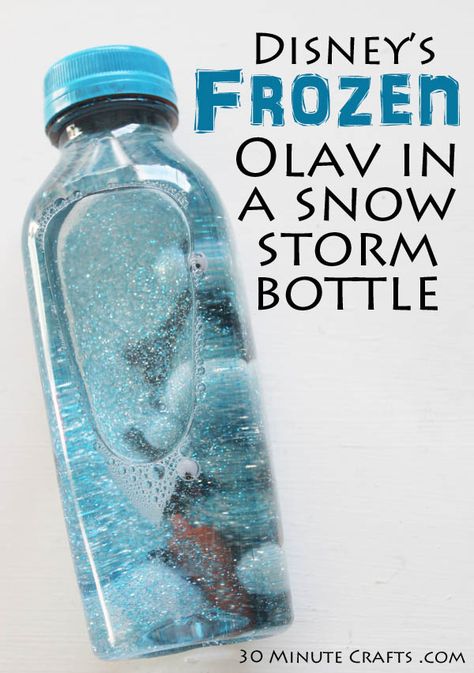 Disney's Frozen - Olaf in a Snow Storm Bottle - 30 Minute Crafts Frozen Arts And Crafts, New Years Pre K Crafts, Disney Sensory Activities, Disney Inspired Crafts, Frozen Arts And Crafts For Kids, Frozen Crafts For Kids Easy, Disney Arts And Crafts For Kids, Disney Week Summer Camp Activities, Disney Snacks For Kids