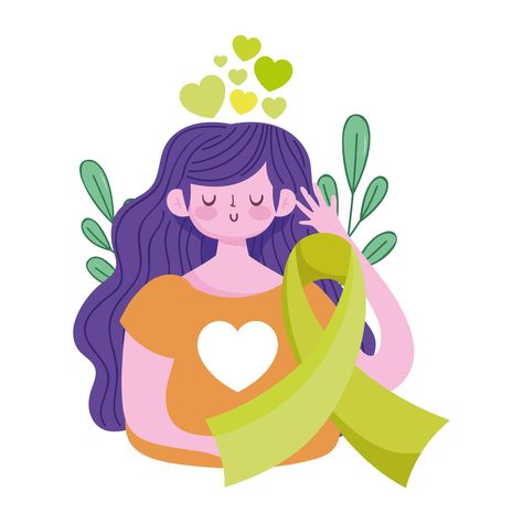 world mental health day, girl green ribbon awareness hearts Green Ribbon Awareness, World Mental Health Day, Ribbon Awareness, Mental Health Day, Health Day, Green Ribbon, Art Images, Vector Art, Template Design