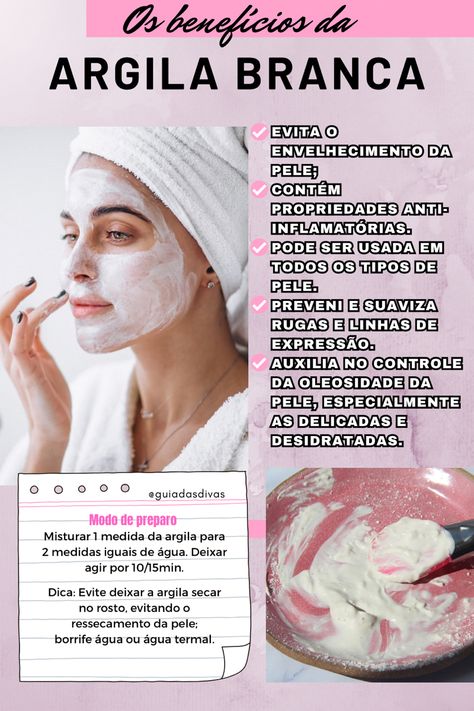 Máscara facial, argila branca, skincare, cuidados com a pele, clarear manchas de acne ou sol Photos Dump, Glow Up, Glow Up?, Photo Dump, Facial, Skin Care, Skin, Nails, Makeup