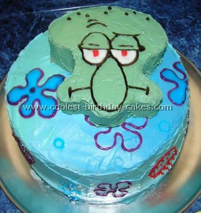 squidward cake :} Squidward Cake Birthday, Squidward Cake, Squidward Birthday, Spongebob Birthday Cake, Birthday Cake Inspiration, Paris Cakes, Spongebob Cake, First Communion Cakes, Diy Birthday Cake