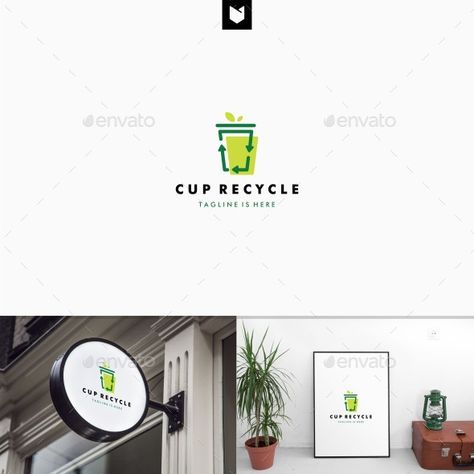 Cup Recycle Logo Plastic Recycle, Personal Branding Design, Recycle Logo, Cafe Logo Design, Plant Logos, Eco Logo, Cup Logo, Cafe Logo, Life Nature