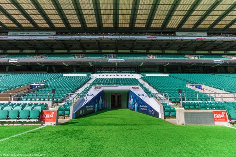 The West Stand and Players Tunnel at Twickenham Stadium   Photo Credit: Martin James Twickenham Stadium, Walk Out, Football Stadiums, Photo Credit, Real Madrid, World Cup, Madrid, Basketball Court, Sports