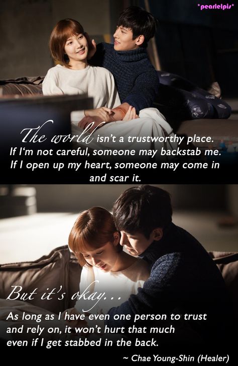 Healer quotes: Ji Chang Wook as Seo Jung Hoo; Park Min Young as Chae Young Shin (ep7) Healer Korean, Healer Drama, Healer Kdrama, Healer Quotes, Moorim School, Love You Quotes For Him, Drama Fever, I Love You Quotes For Him, Romantic Words