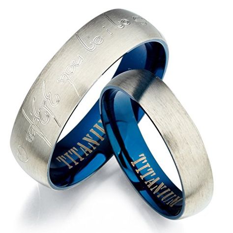 Gemini Personalized Elvish Men and Women Blue Two Tone Matte Anniversary Titanium Wedding Couple Ring Set Valentines Day Gift Wedding Couple Ring, Engagement Images, Couples Wedding Bands, Couples Ring Set, Couple Ring, Wedding Couple, Couple Rings, Wedding Couples, Ring Set