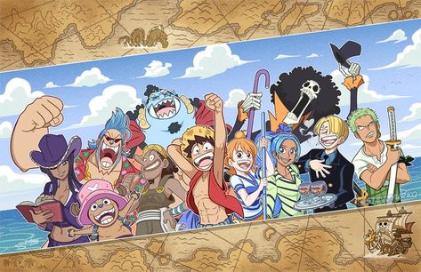 Strawhat Crew Fanart, Straw Hats Fanart, Strawhat Pirates, Straw Hats, Straw Hat Crew Drawing, Straw Hat Pirates, Straw Hat Pirates Fanart, Straw Hats One Piece Wallpaper, Straw Hats One Piece Fanart