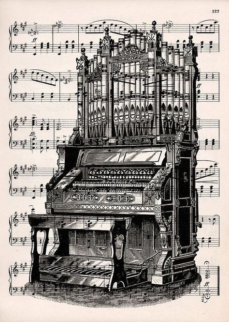 Old Piano, Organ Music, Sheet Music Art, Pipe Organ, Music Of The Night, Music Drawings, Want To Draw, Musical Notes, Music Aesthetic