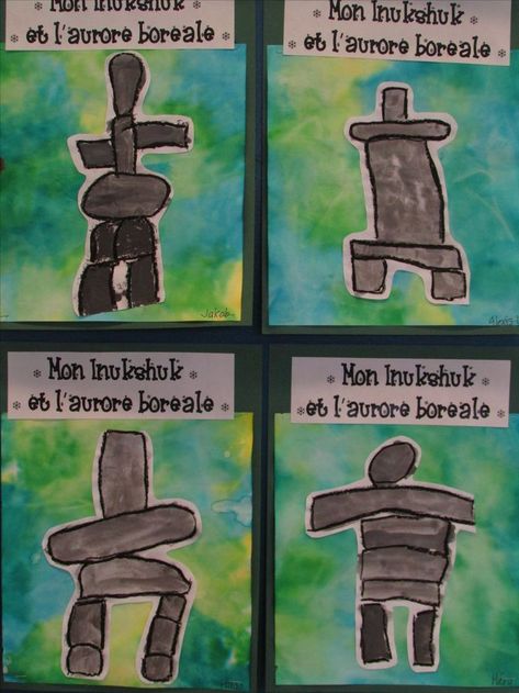 Inukshuk Art For Kids, First Nations Art For Kids Canada, Polar Activities, Canadian Social Studies, Winter Northern Lights, Northern Lights Art, Indigenous Studies, Indigenous Education, Pole Nord