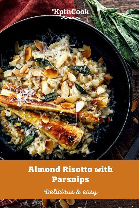 Save this recipe for our Almond Risotto with Parsnips & whip up a delicious lunch or dinner in under 30 minutes! Eggplant Stew, Delicious Lunch, Yummy Lunches, Parsnips, Lentils, Pasta Salad, Eggplant, 30 Minutes, Stew