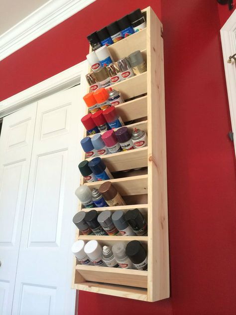 Spray Paint Storage, Garage Organization Tips, Garage Organisation, Garage Floor Paint, Garage Workshop Organization, Garage Tool Storage, Woodworking Storage, Tool Storage Diy, Paint Storage