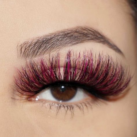 Lashes With Pink, Hybrid Lashes, Lash Extensions Styles, Pretty Lashes, Lashes False, Color Magenta, Lash Adhesive, 3d Mink Lashes, Lash Glue