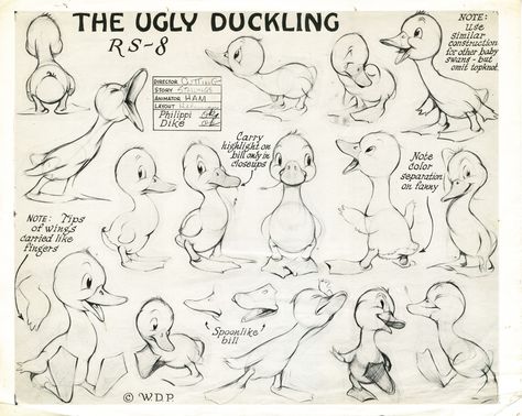 Silly Symphonies, The Ugly Duckling, Animation Disney, Character Model Sheet, Character Model, Disney Concept Art, Disney Sketches, Model Sheet, Ugly Duckling