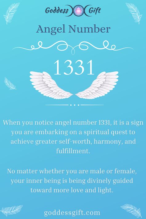 When you notice angel number 1331, it is a sign you are embarking on a spiritual quest to achieve greater self-worth, harmony, and fulfillment. Learn more - https://goddessgift.com/angels/1331/ . #AngelNumber1331 #DivineGuidance #Numerology #SpiritualAwakening #Manifestation #ChangeIsGood #GrowthMindset #SpiritualJourney #NumerologyMeaning #AngelMessages #GoddessGift #ManifestYourDreams 1331 Angel Number Meaning, 1331 Angel Number, Angel Number 13, Wicca Crystals, Angel Number Meanings, Soul Connection, Number Meanings, Angel Messages, Angel Numbers