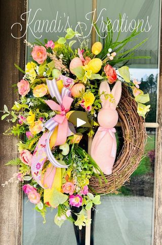 Let’s make a spring bunny grapevine wreath | Happy Friday yall! I decided to show you guys how I put together this spring grapevine using the infamous flocked bunny from Walmart! You can find some... | By Kandi's KreationsFacebook Bunny Grapevine Wreath, Spring Bunny, Diy Easter, Easter Ideas, Crafts Ideas, Easter Decor, Easter Diy, Infamous, Door Decor