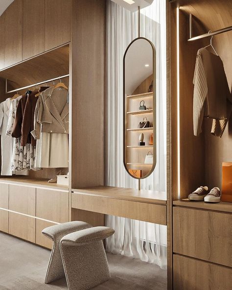 Open Dressing, Primary Closet, Minimalist Bedrooms, Lift Lobby, Studio Weave, Modern Apartment Living Room, Bedroom Cupboards, Open Wardrobe, Dressing Table Design