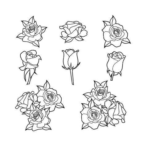 Budding Rose Tattoo, Rose Bud Drawing Simple, Small Roses Drawing, Rosebud Tattoo Simple, Rosebud Tattoo, Rose Bud Tattoo, Rose Outline Tattoo, Cute Roses, Simple Rose Tattoo