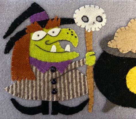 Halloween Wool Applique Patterns, Wool Patterns, Wool Appliqué, Wool Applique Patterns, Fabric Collage, Wool Embroidery, Felt Projects, Penny Rugs, Quilted Pattern