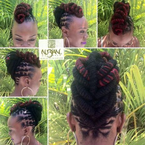 braided Mohawk with dreadlocks Hairstyles With Dreadlocks, Mohawk Dreadlocks, Sisterloc Styles, Lock Styles, Dreadlocks Styles, Dread Lock, Dreads Styles For Women, Locks Hair, Locs Styles