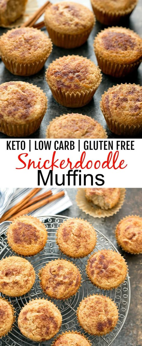 Muffins Decorados, Snickerdoodle Muffins, Dolce Poche Calorie, Keto Muffin Recipe, Gluten Free Snickerdoodles, Snickerdoodle Cookies, Low Carb Low Sugar, Low Carb Dessert, Keto Brownies