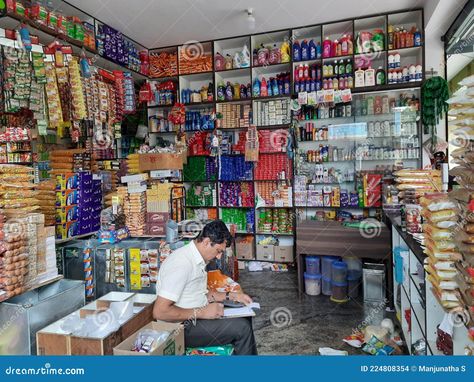 Bangalore, Karnataka, India-Jul 10 2021: Closeup of Indian Ration or Provision store in the city for grocery purchase Provision Store, Fruit Stall, Indian Grocery Store, India Shopping, Grocery Market, Souvenir Store, Rural India, Store Image, Street Vendor