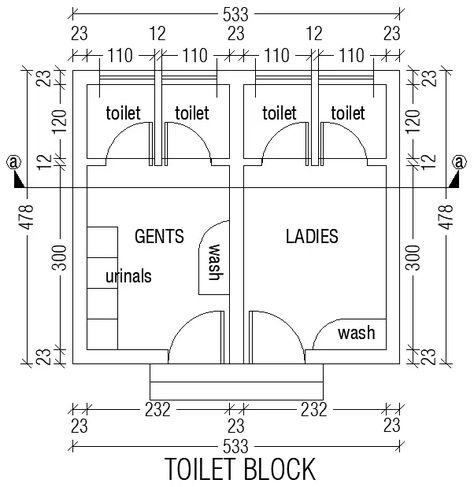 Toilet block of church is given in this 2D Autocad DWG drawing file. Download the 2D Autocad DWG drawing file. - Cadbull Restaurant Toilet Plan, Two Toilet Bathroom Layout, Toilet Block Design, Toilet Design Plan, Toilet Dimension Plan, Toilet Floor Plan, Toilet Layout Plan, Washroom Layout, Toilet Layout