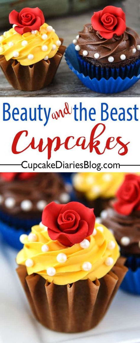 Beauty And The Beast Cupcakes, Beauty And Beast Birthday, Disney Cupcakes, Beauty And The Beast Party, Beloved Movie, Easy Bacon, Cupcakes Decorados, Beautiful Cupcakes, Disney Cakes