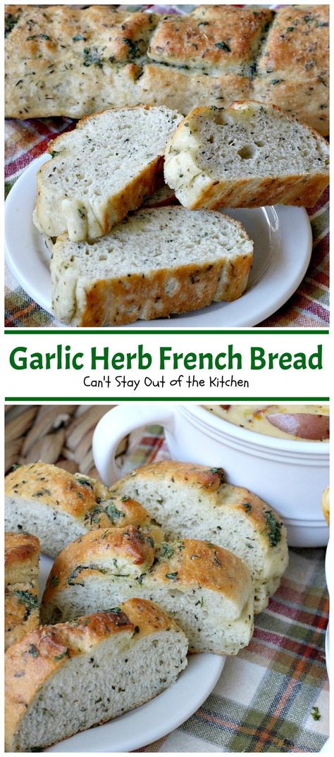 Easy French Bread Recipe, Homemade Garlic Bread, French Bread Recipe, Herb Bread, Italian Bread, Bread Machine Recipes, Garlic Herb, French Bread, Bread Machine