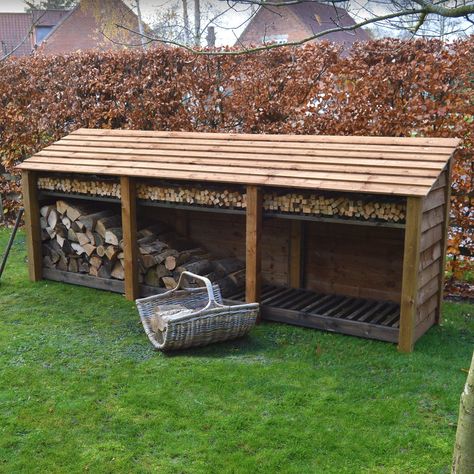 Outdoor Wooden Log Store 4ft Tall X 11ft Wide Empingham - Etsy UK Diy Log Store, Log Stores, Log Shed, Firewood Storage Outdoor, Firewood Shed, Firewood Logs, Wood Storage Sheds, Wooden Garden Furniture, Log Store