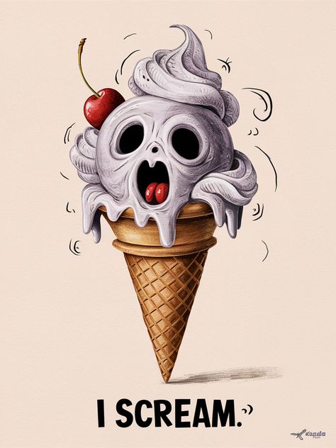 Spooky Ice Cream, Drawing Natural, Oil Painting Tips, Monster Illustration, Naruto Drawings, Logo Project, I Scream, Oil Painters, Cute Monsters