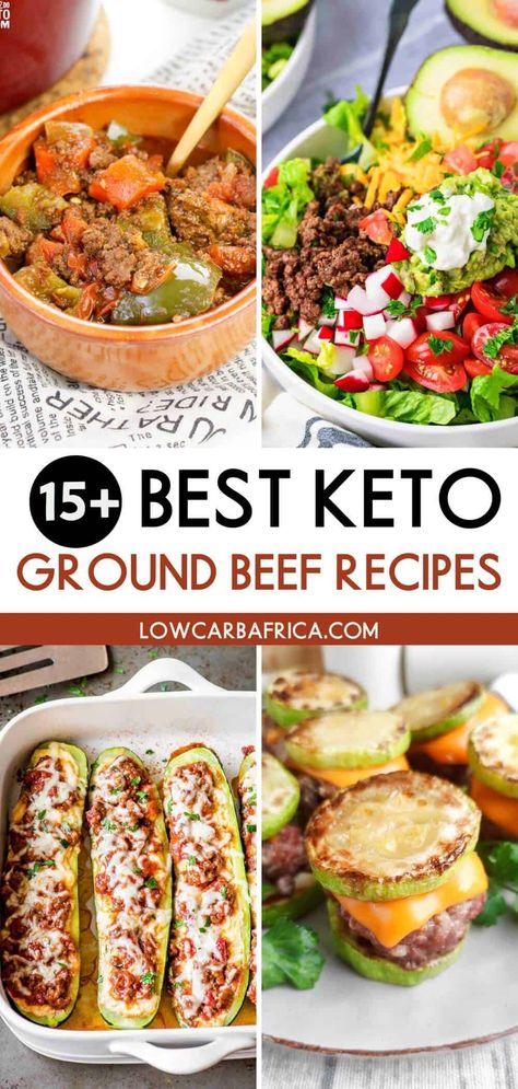 These keto ground beef recipes are easy to make and oh so good. Ground beef is versatile, keto friendly, and often one of the more affordable meats which makes using it for dinners a no brainer. #groundbeef #healthydinner #ketodinner | Lowcarbafrica.com Ground Beef Recipes Easy Keto, Zero Carb Ground Beef Recipes, Keto Hamburger Meat Recipes Ground Beef, Low Carb Minced Beef Recipes, Ground Beef Recipes Low Calorie, Keto Minced Beef Recipes, Keto Ground Beef Recipes For Dinner, Keto Hamburger Recipes, Keto Hamburger Meat Recipes