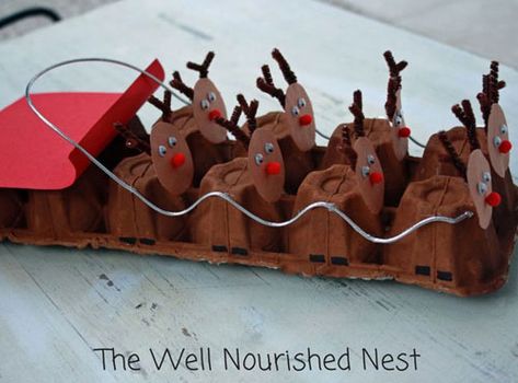 36 Easy Christmas Crafts - Egg Carton Reindeer Xmas Crafts To Sell, Diy Christmas Craft Ideas, Diy Christmas Crafts, Cheap Christmas Diy, Christmas Craft Ideas, Egg Carton Crafts, Christmas Arts And Crafts, Miniature Christmas Trees, Have A Good Time