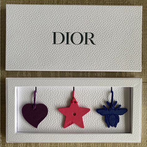 Dior 3 Exclusives Bag Charms Novelty Leather 3 Pieces Heart, Star, Bee. Dior Leather Bag Charms Set Of 3, Can Also Be Used As Ornaments Or Decoration Christian Dior Bag Charm Fantastic Gift Brand New In Box Tags: Dior, Dior Charm, Dior Charm Set, Leather Charm, Charm Set, Dior Vip Gift, Cosmetic Gift, Christmas Gifts, Christmas Gifting, Luxury, Limited Edition, Limited Edition Gift, Woman Gift Christian Dior Bag, Christmas Gifting, Bag Charms, Charm Set, Exclusive Bag, Fantastic Gifts, Cute Bag, Dior Bag, Red And Blue