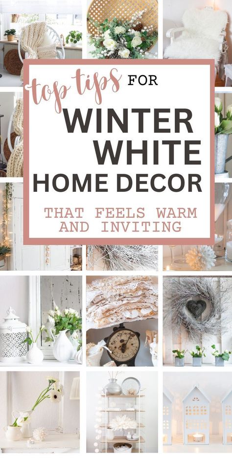 Neutral winter decor for after Christmas winter decorating. Decorate your living room in all shades of white and create a warm, cozy interior in neutral shades. White winter decorations are perfect if you love all white decor for your January home. Winter Themed Home Decor, Apartment Winter Decor, Decorating For Winter Not Christmas, Winter Decorations After Christmas, Winter Decor Ideas For The Home Diy, Decorating With Snowflakes, White Winter Decorations, After Christmas Decor Winter Decorations, Winter White Christmas Decor