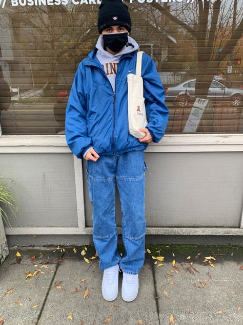 Nike Vintage Windbreaker Outfit, Vintage Windbreaker Outfit Men, White Windbreaker Outfit, Blue Windbreaker Outfit, Vintage Windbreaker Outfit, Windbreaker Outfit Men, Nike Windbreaker Outfit, Boyfriend Application, Blue Jeans Outfit Men