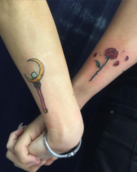 24 Sailor Moon Tattoo Ideas For Anyone Who Still Wishes They Were a Sailor Scout Moon Wrist Tattoo, Sailor Moon Tattoo, Tattoo Old School, Makeup Inspired, Sailor Scout, Disney Tattoo, Art Couple, Wrist Tattoo, Friend Tattoos