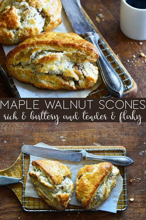 Maple Walnut Scones Recipe, Walnut Scones Recipe, Maple Scones Recipe, Maple Walnut Scones, Buttery Scones, Maple Cornbread, Walnut Scones, Cottage Food, Batch Recipes