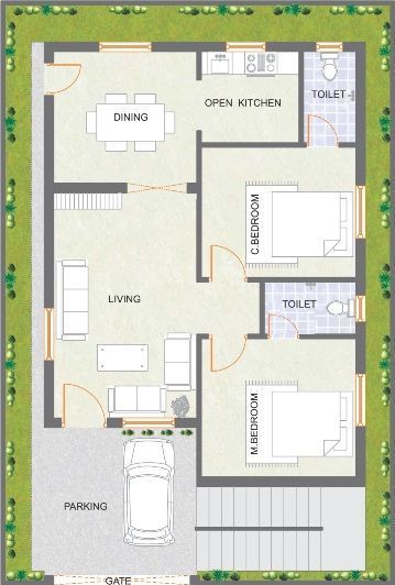 Simplex Floor Plans | Simplex House Design | Simplex House Map | Simplex Home Plan 30x50 House Plans, 20x30 House Plans, Budget House Plans, West Facing House, 20x40 House Plans, 30x40 House Plans, 2bhk House Plan, Indian House Plans, Two Story House