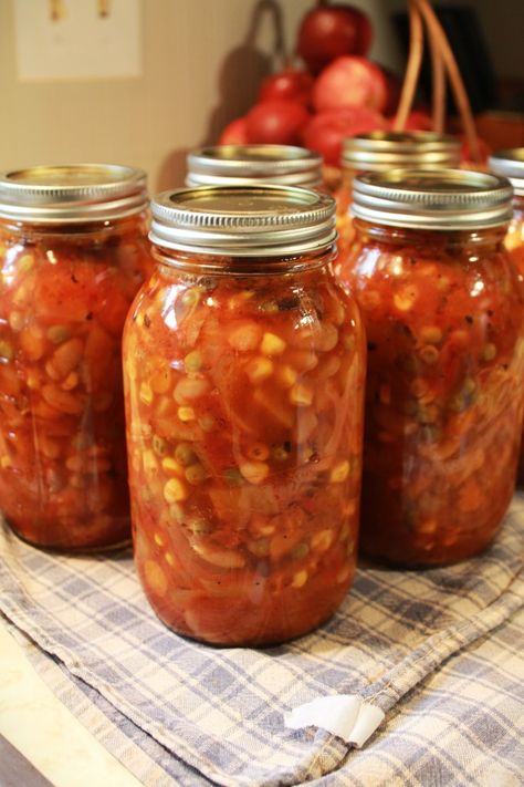 Home Canned Vegetable Soup, Pressure Can Potatoes, Soups Good For Canning, Tomatoe Canning Ideas, Vegetarian Pressure Canning Recipes, Vegetable Soup To Can, Canning Vegetable Soup With Meat, Canning Veggie Soup, Pressure Canning Vegetable Beef Soup